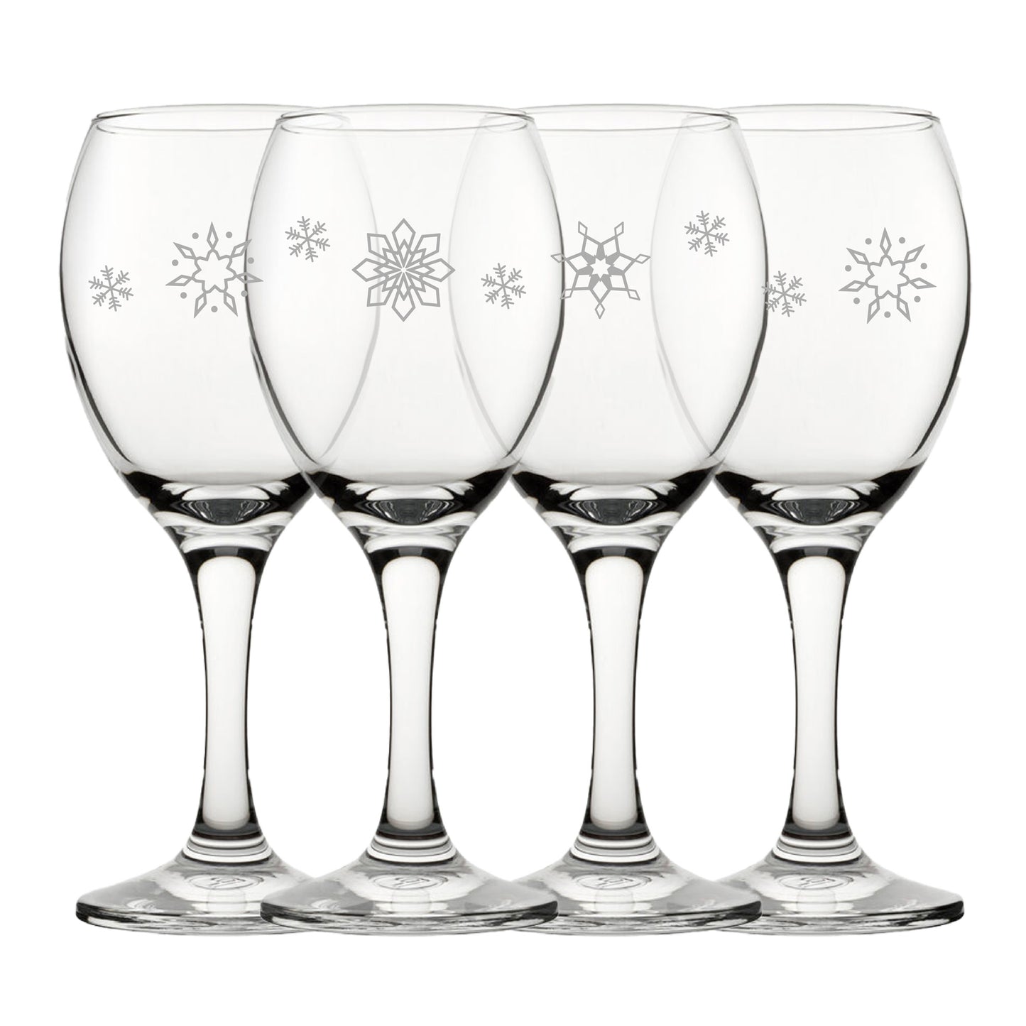 Set Of 4 Snowflake Design Wine Glasses